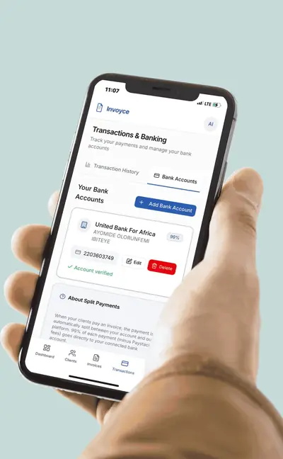 Mobile screenshot of the Invoyce Saas Tool project