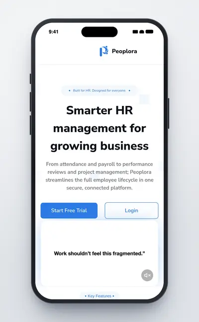 Mobile screenshot of the Peoplora Saas Tool project