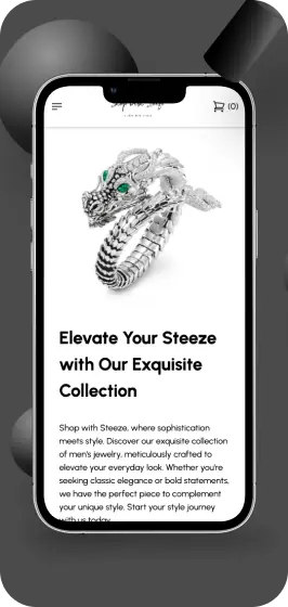 Mobile screenshot of the ShopWithSteeze Web store project